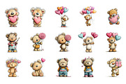 Valentine Teddy Bear Clipart PNG, an Illustration by SinaCreation (Thumbnail 2 of 10)