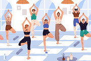 People do exercises at yoga class, a Sport Illustration by PaperTrident (Thumbnail 2 of 3)