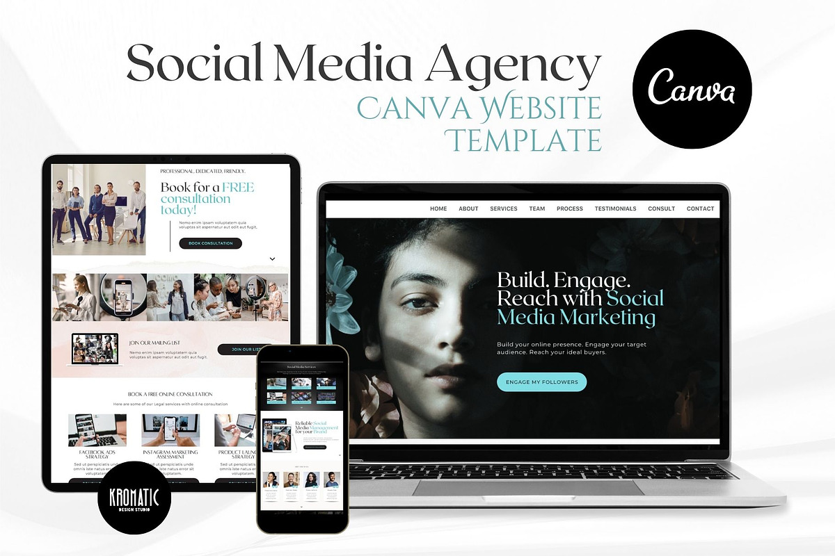 Social Media Agency Website Template, a Landing Page Template by Kromatic Design Studio (Photo 1 of 8)
