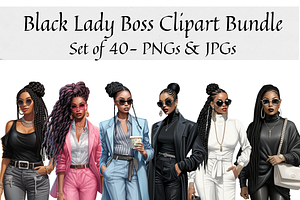 Black Lady Boss Clipart, an Illustration by CraftCrateShop