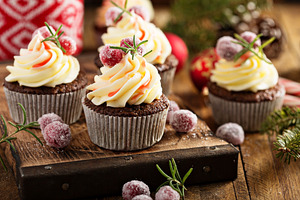 Gingerbread cupcakes with cranberry stock photo containing gingerbread and
