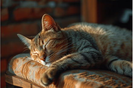 Serene cat napping in sunlight, an Animal Photo by Ylivdesign