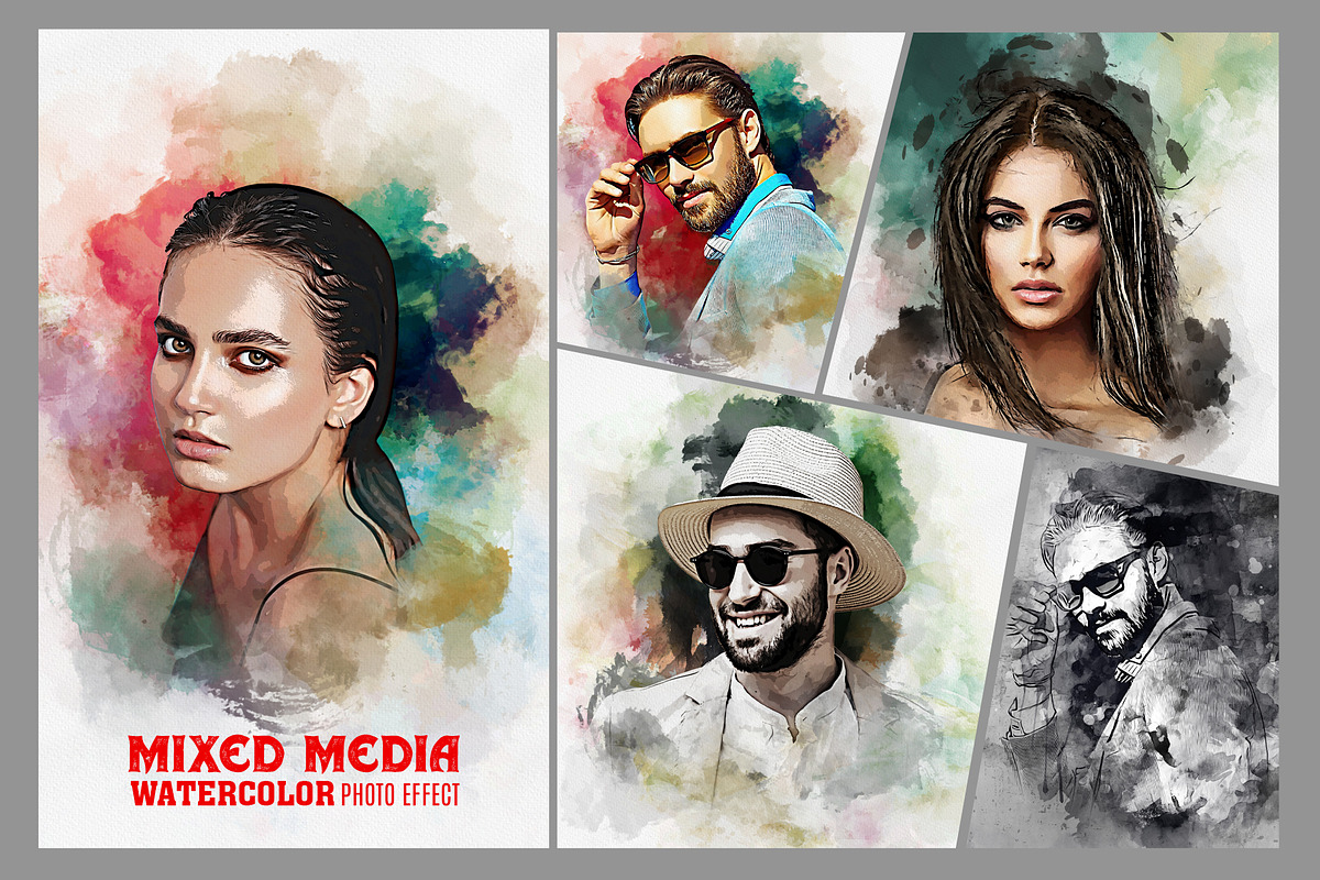 Mixed Watercolor Art Photo Effect, an Action Add-On by Photoshop Action (Photo 1 of 23)