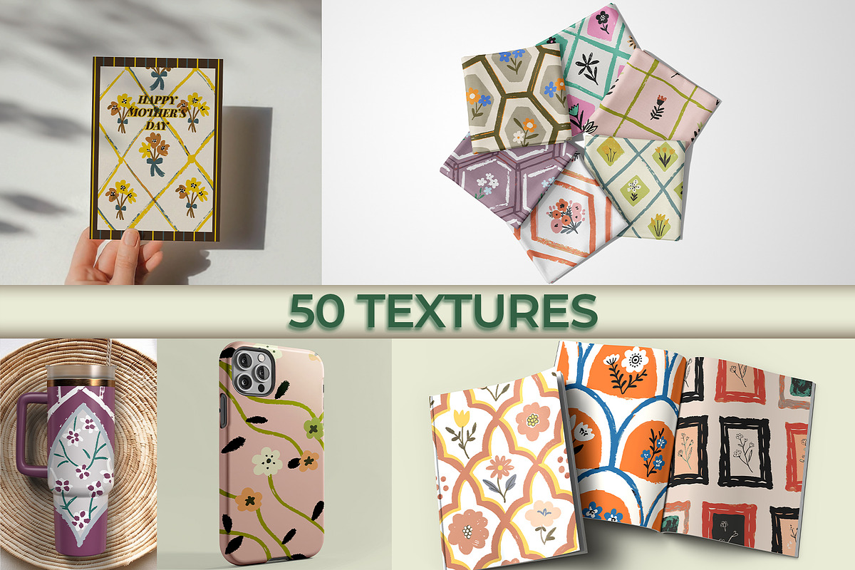 Retro Floral Prints & Textures, a Background Graphic by RevintageStudio (Photo 6 of 8)