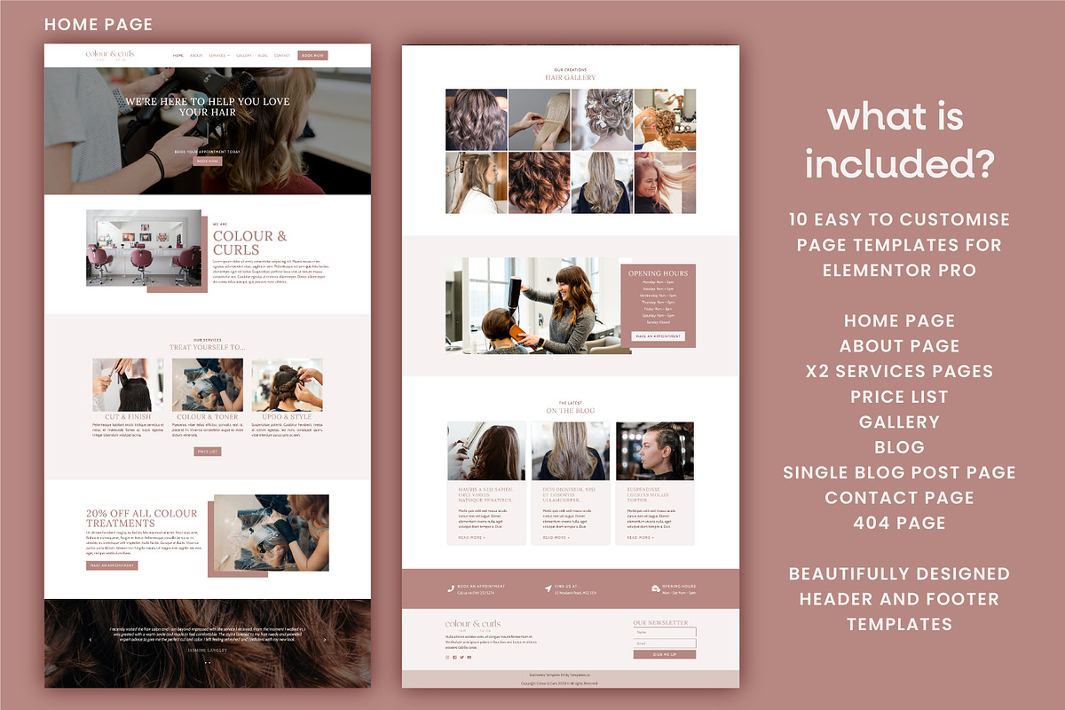 Hair Elementor Template | WordPress, a WordPress Template by Templatez.Co (Photo 2 of 7)