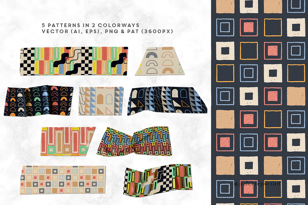 Retro geometric vector patterns, a Pattern Graphic by Palette Pursuit (Photo 4 of 5)
