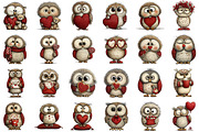Whimsical Valentine Day Owl Clipart, an Illustration by Sublimation Artist (Thumbnail 2 of 6)