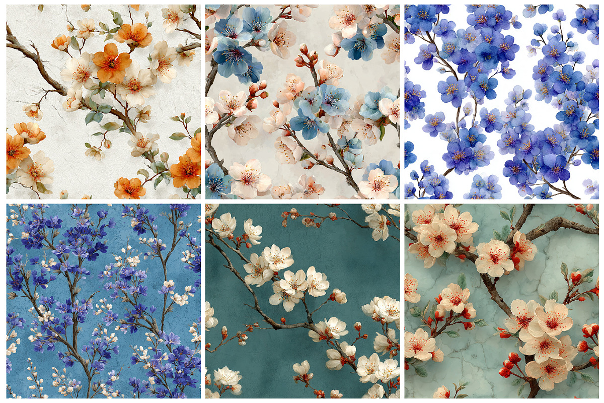 Pastel Floral Trees Digital Papers, a Texture Graphic by CitraGraphics (Photo 4 of 6)