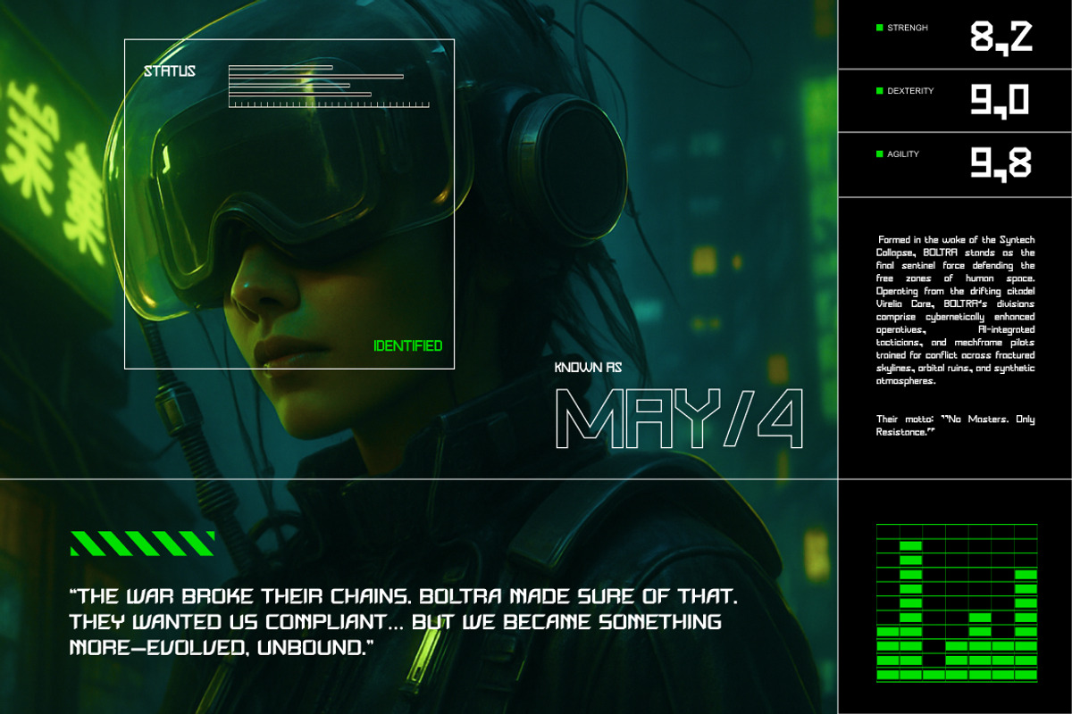 Boltra – Futuristic Display Typeface, a Sans Serif Font by Vadovastd (Photo 6 of 7)