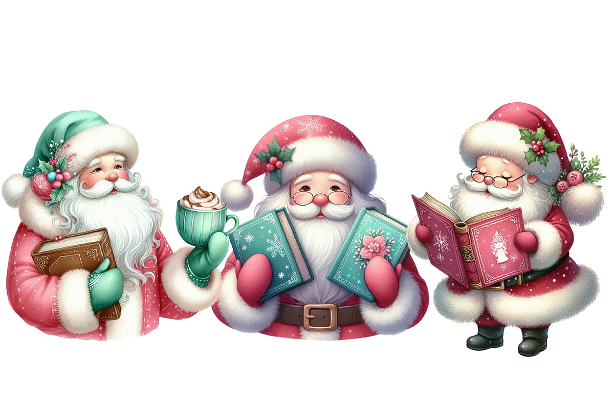 Santa Love Reading Clipart, an Illustration by Designworld (Photo 5 of 6)