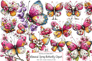 Whimsical Spring Butterfly Clipart, an Illustration by OK Design