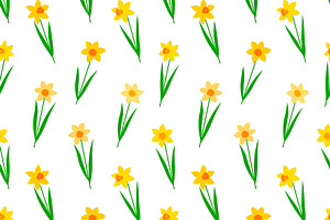 Daffodils Flowers Seamless Patterns