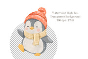 Watercolor Winter Penguin Clipart, an Animal Illustration by ArtGiftsStudio (Thumbnail 4 of 4)