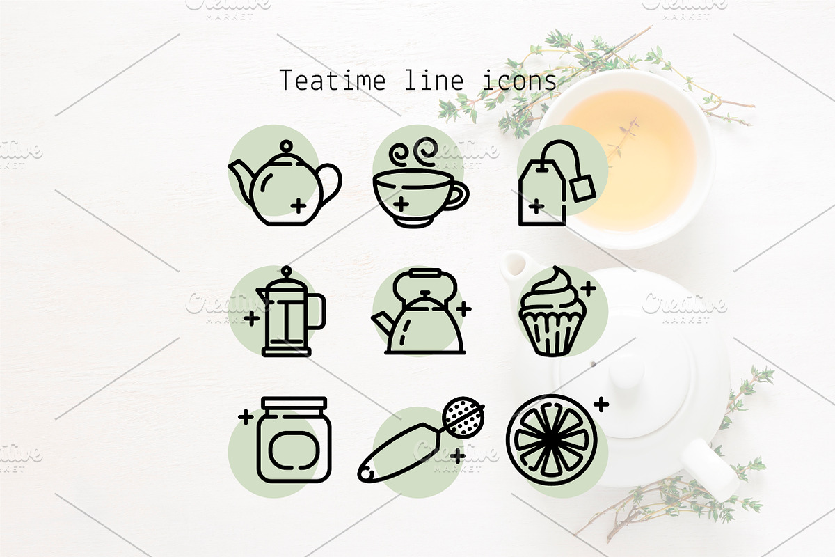 Teatime line icons, an Outline Icon by Lyolya Profitrolya (Photo 1 of 2)