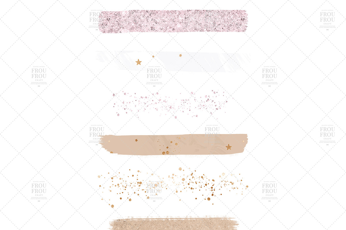 Pink Gold Marble Brush Strokes, an Illustration by Frou Fou Craft (Photo 2 of 3)