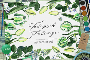 Wedding Watercolor Tulips Set