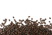Coffee beans on white background containing coffee, beans, and background, a Food & Drink Photo by The Free Creatives (Thumbnail 1 of 2)
