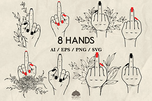 Middle finger Svg Png Eps, a Person Illustration by Skliarova