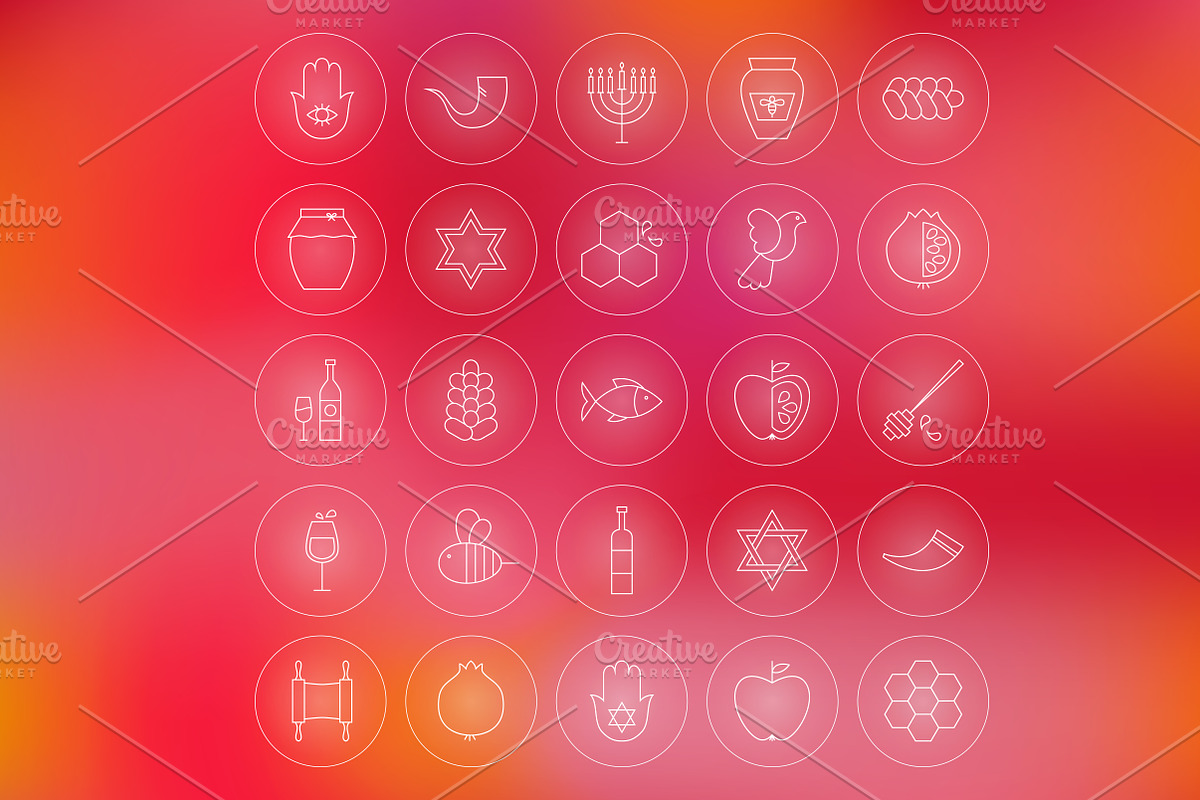 Rosh Hashanah Line Art Icons, an Outline Icon by Anna_leni (Photo 3 of 6)