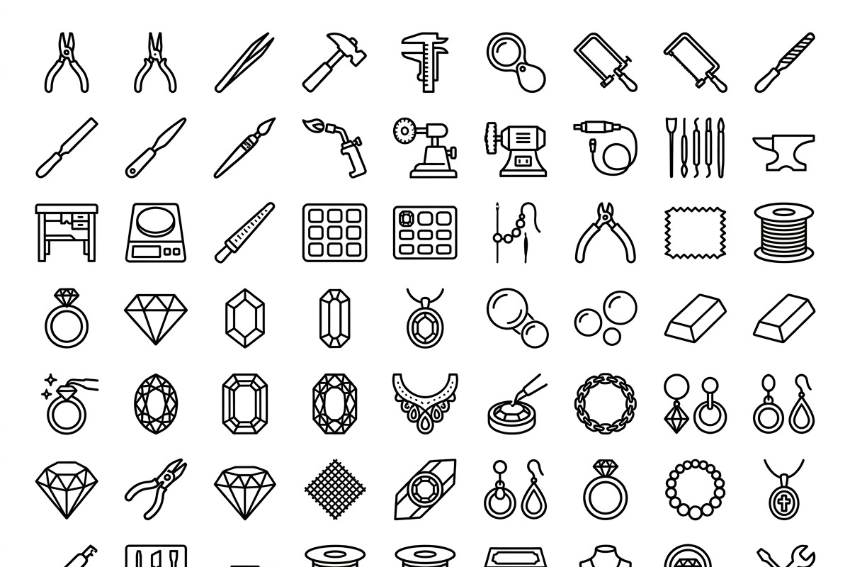 41 Jewelry Workshop Outline Icons, an Outline Icon by adenpinkstore (Photo 2 of 8)