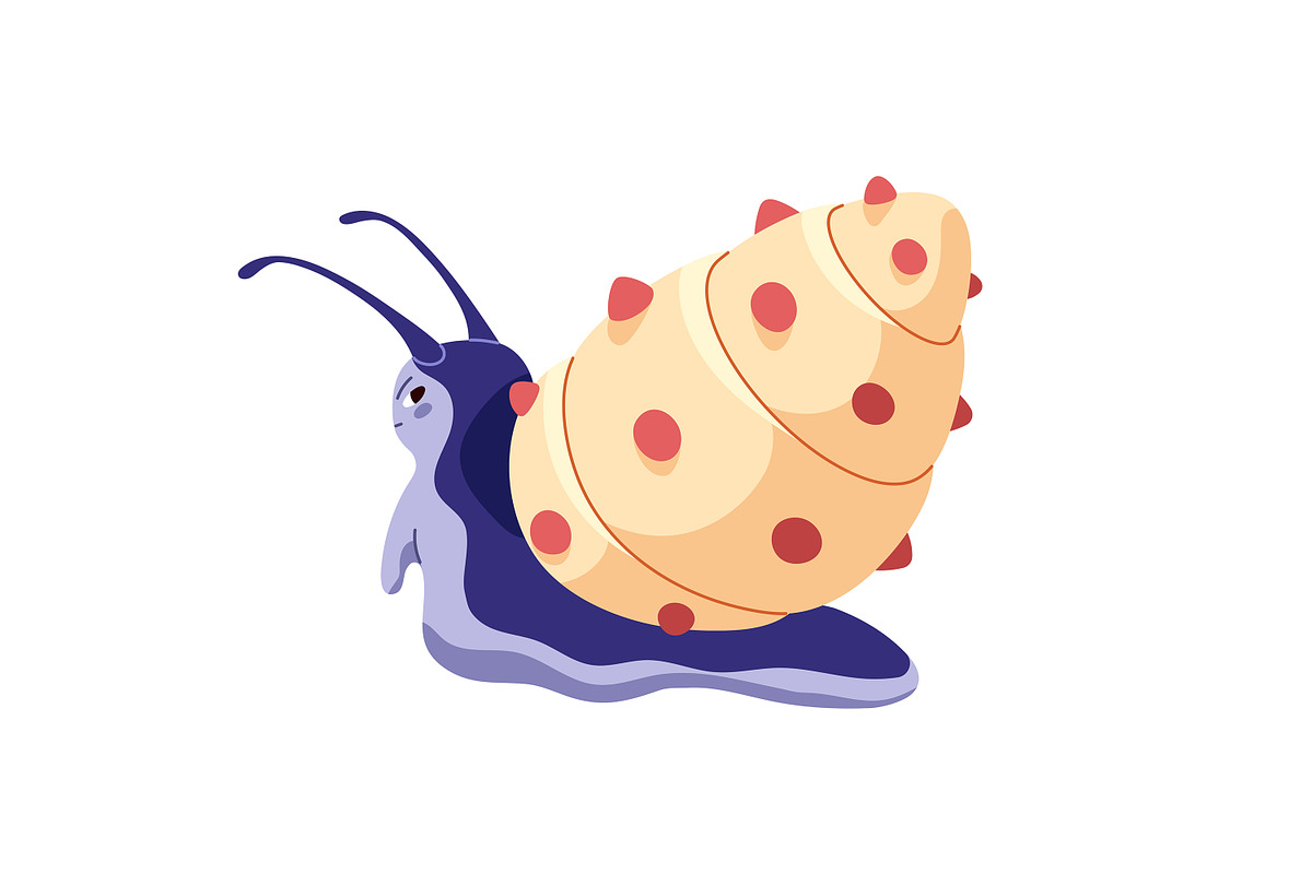 Cute, funny snails set + backgrounds, an Animal Illustration by PaperTrident (Photo 10 of 26)