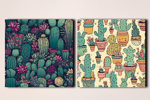 Cactus Seamless Pattern