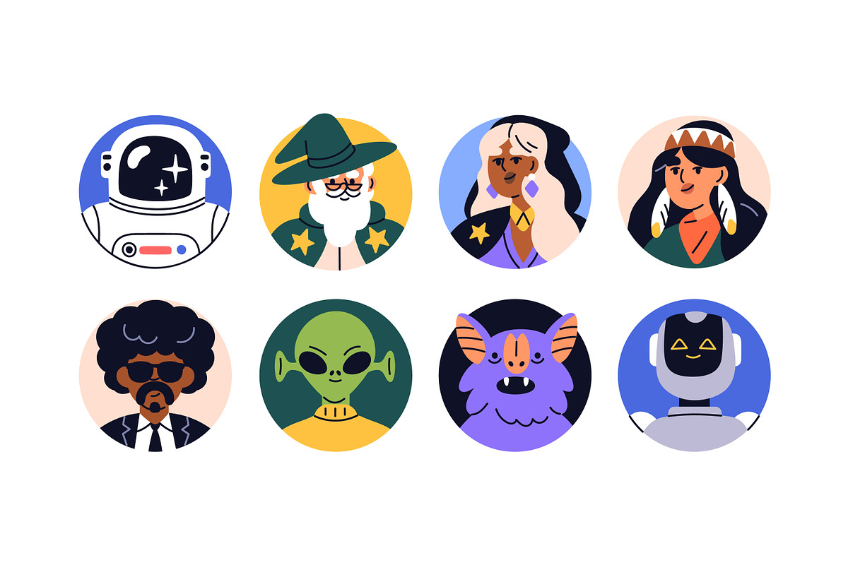 Funny face avatars, characters set, a Person Illustration by Good Studio (Photo 2 of 11)