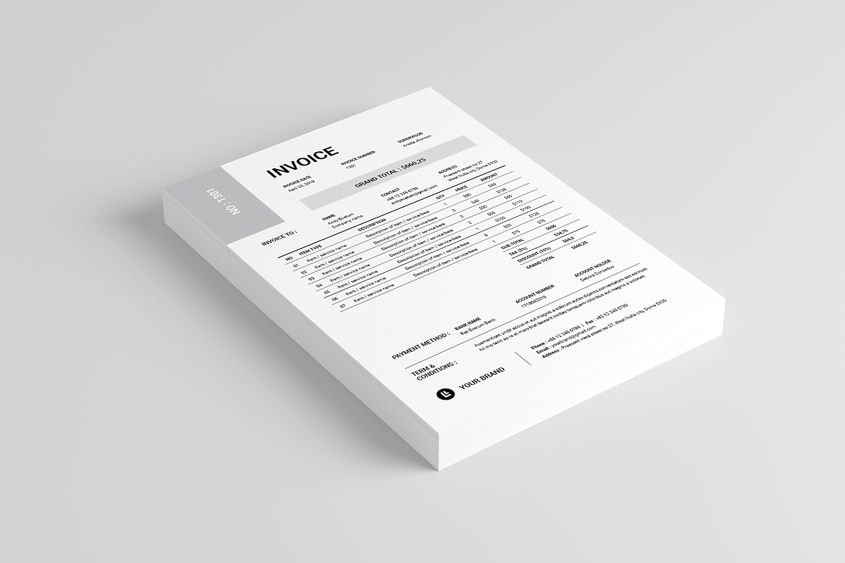Invoice | MS Word & Indesign, a Stationery Template by Leaflove