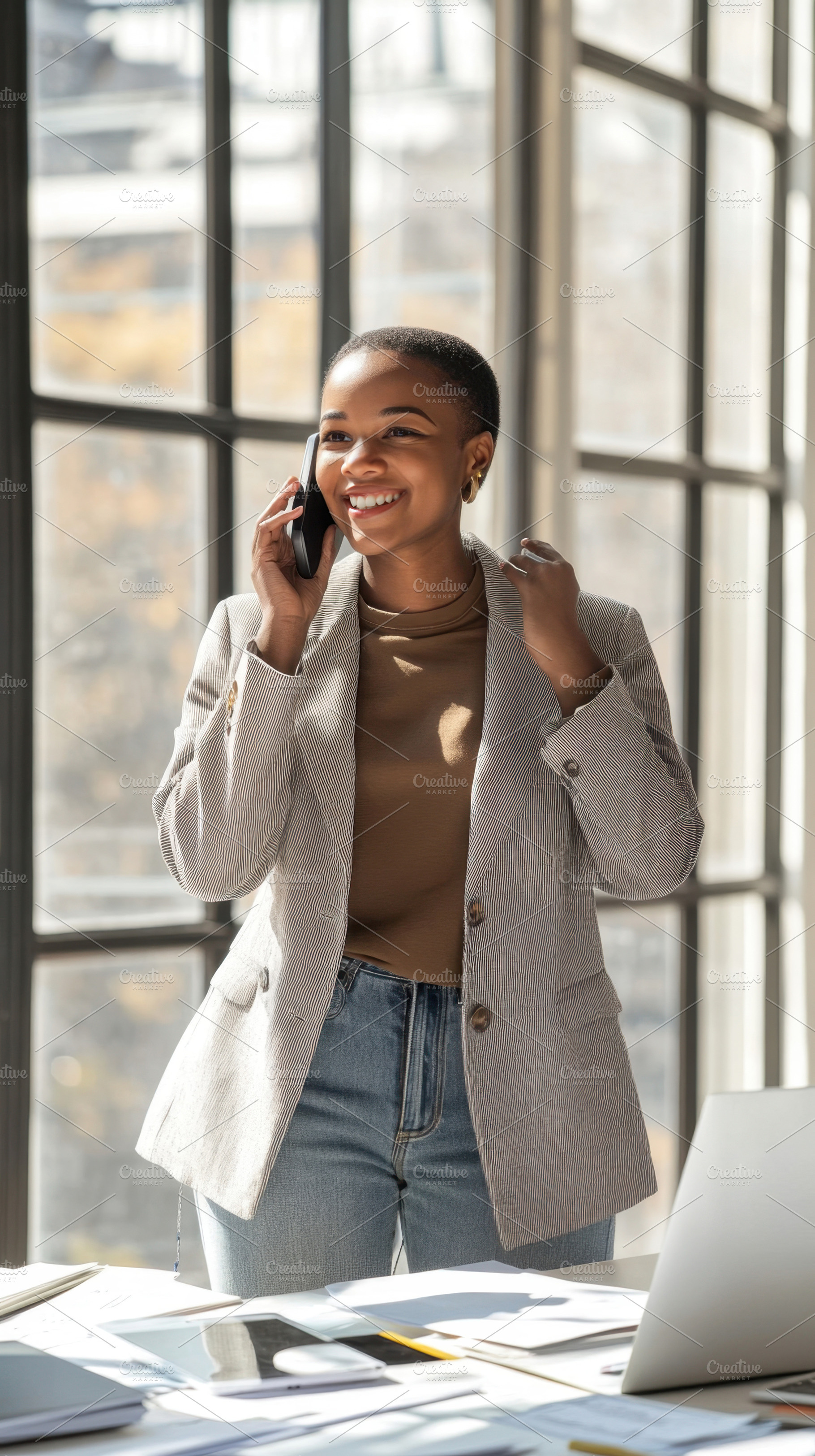 Lady on phone in office, a Photo by Beautiful things