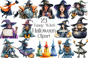 Funny Witch Halloween Clipart, an Illustration by DreamPrint404 (Thumbnail 1 of 5)