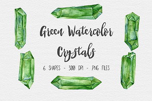 Green Watercolor Crystal Clipart, an Illustration by TigerlilyDesignCo