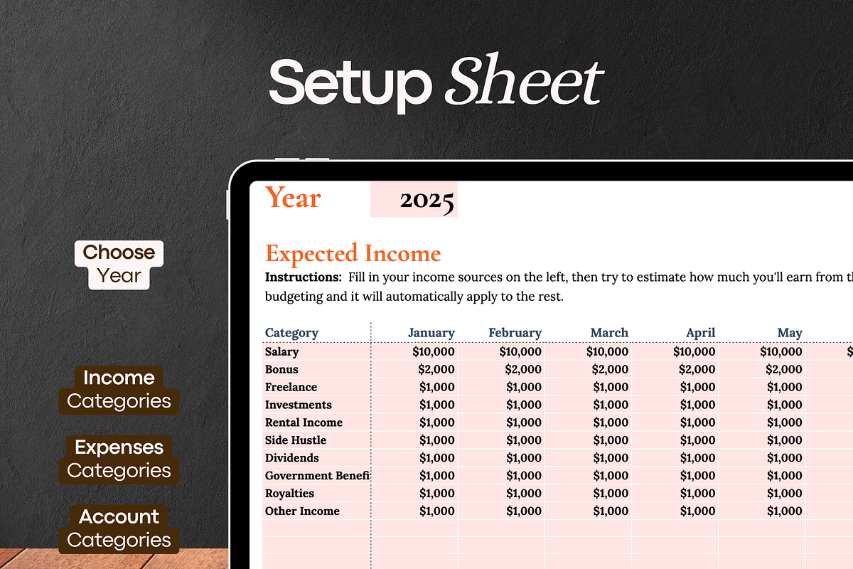 Monthly Budget Spreadsheet, a Templates & Theme by vitalinagerman (Photo 4 of 11)