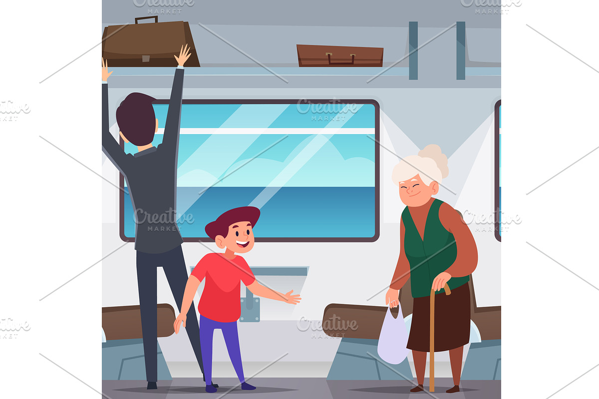 Polite child. giving way to the, a Person Illustration by Onyx