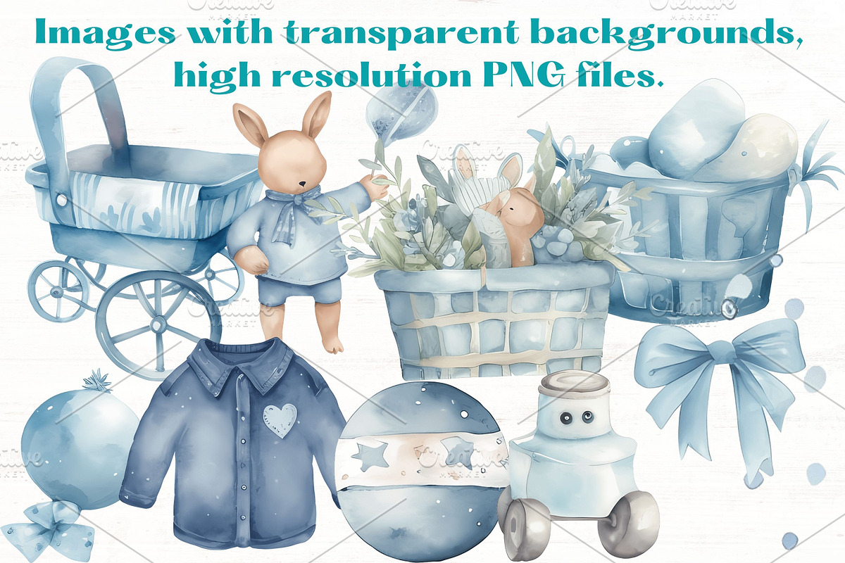 Baby Boy Blue Boho nursery clipart, a Person Illustration by Mermaids Cove (Photo 5 of 10)