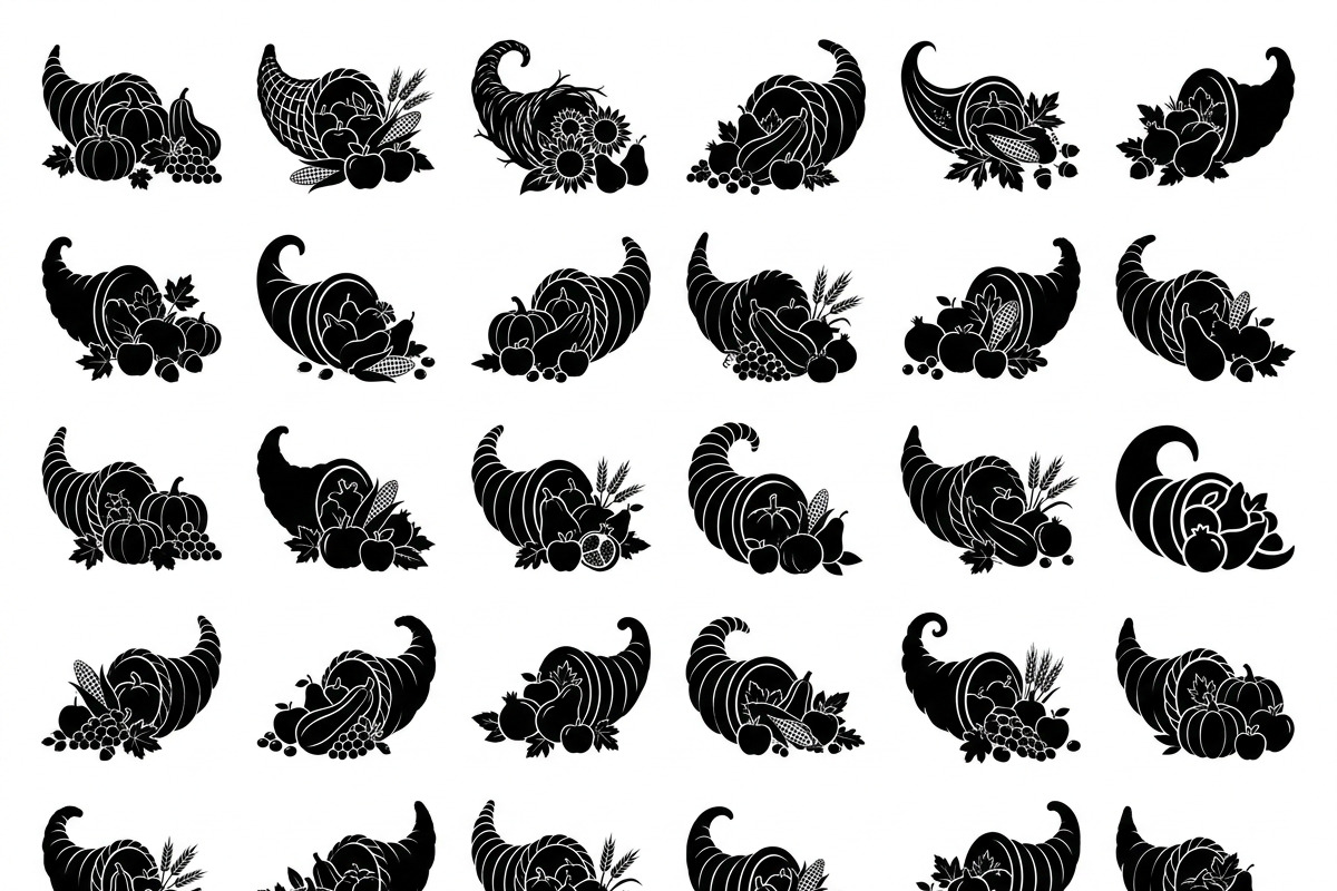 Cornucopia Harvest Silhouette, an Object Graphic by Gfx_Store (Photo 1 of 3)