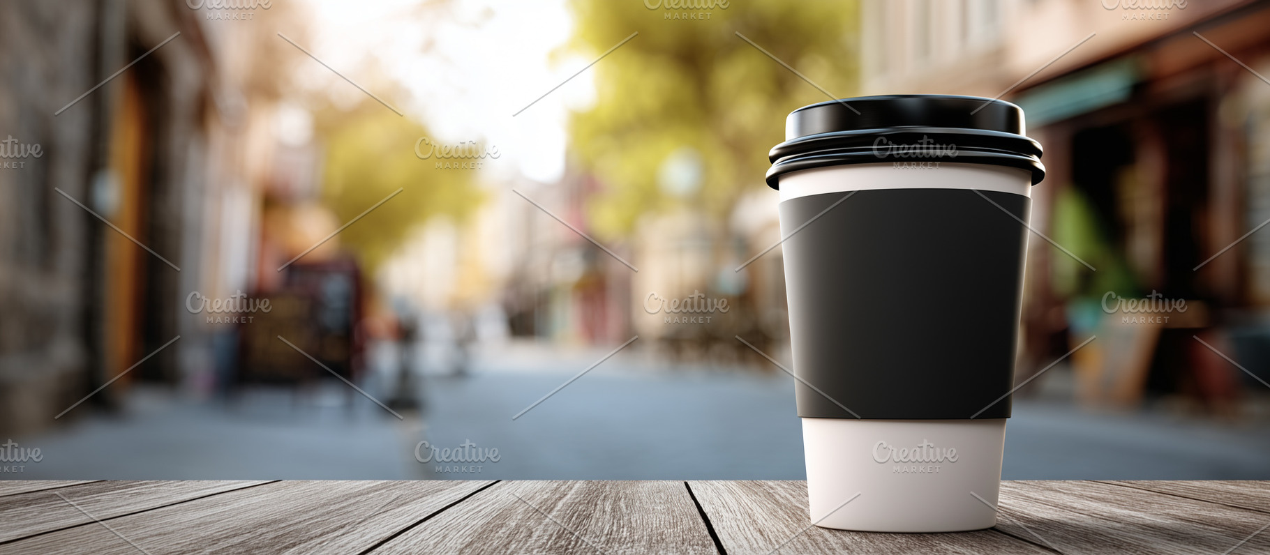 Coffee paper cup with black label, a Food & Drink Photo by MistyDay