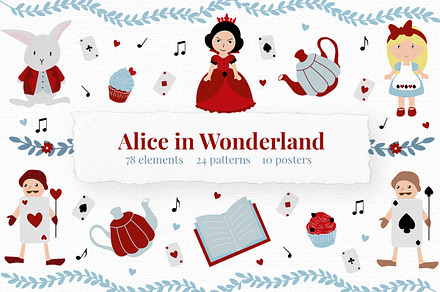 Alice In Wonderland Clipart, an Illustration by