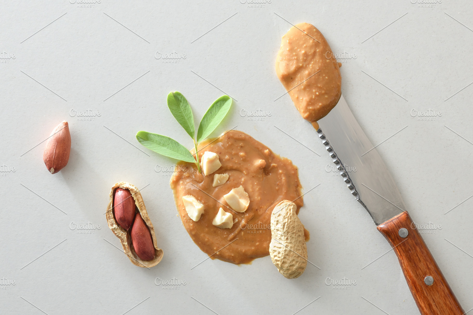 background concept detail peanut butter on white table, a Food & Drink Photo by Davizro's Market