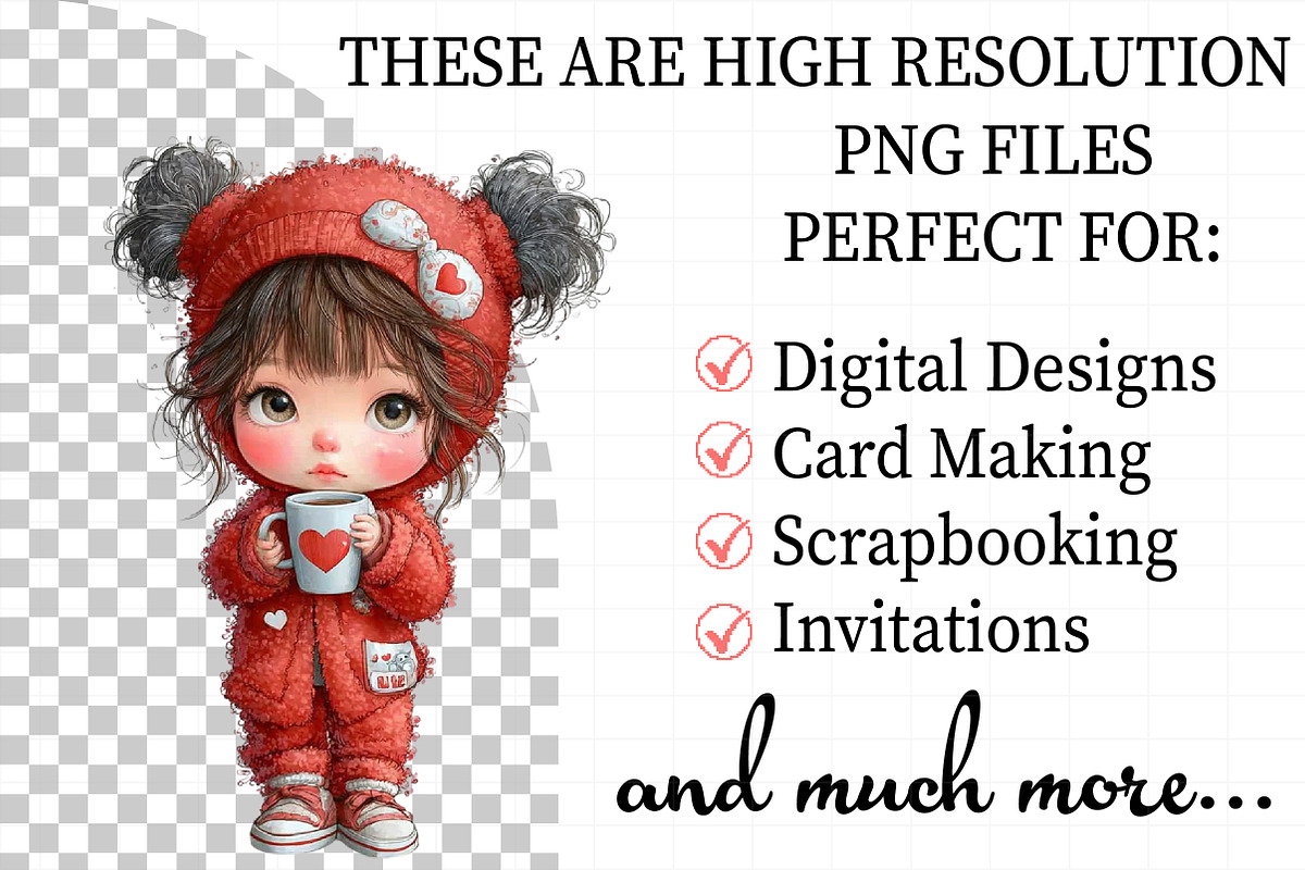 Cute Little Valentine Girls Clipart, an Illustration by Daily.Designs (Photo 2 of 5)
