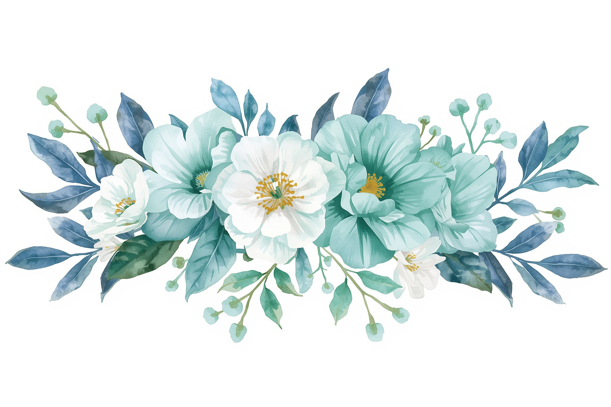 Elegant Blue Floral Clipart, an Illustration by jahid234 (Photo 7 of 11)