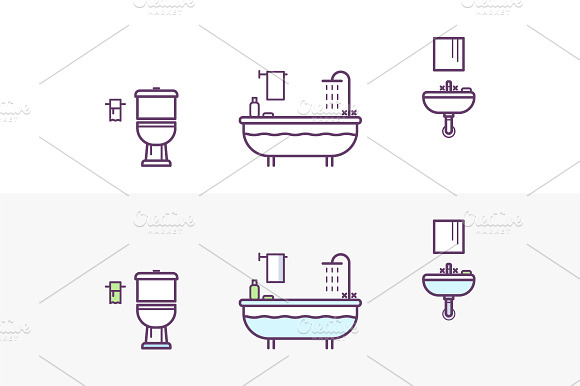 Bathroom Vector Icons Set