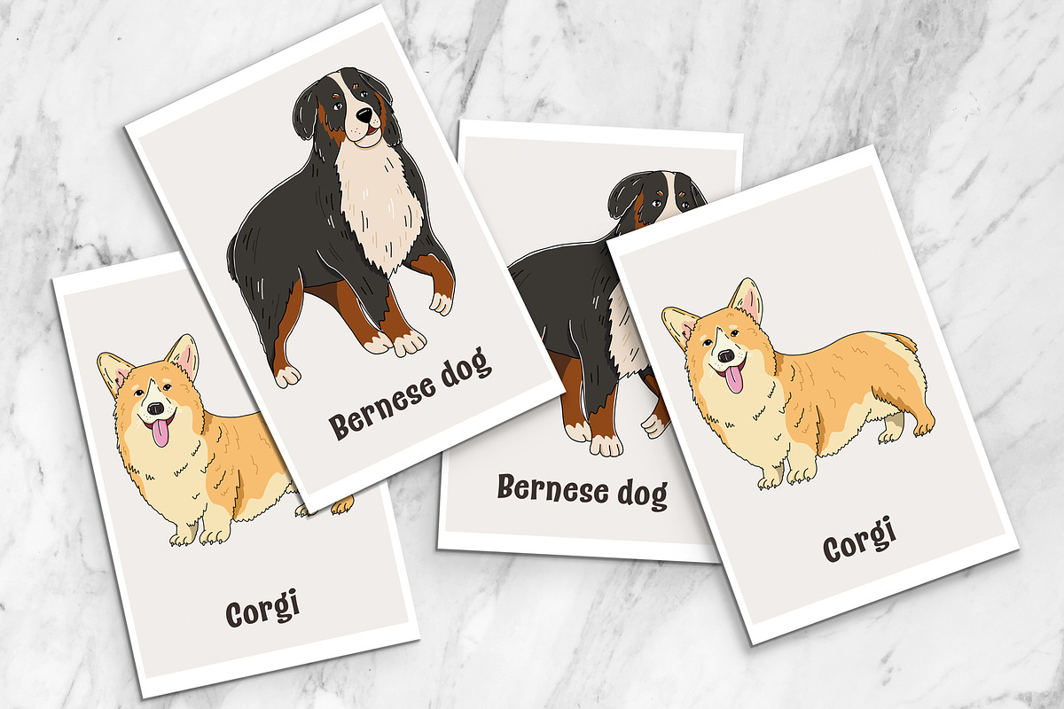 Dogs breeds printable cards, a Card Template by svetodesign (Photo 2 of 4)