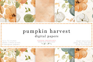 Pumpkin Thanksgiving Digital Papers