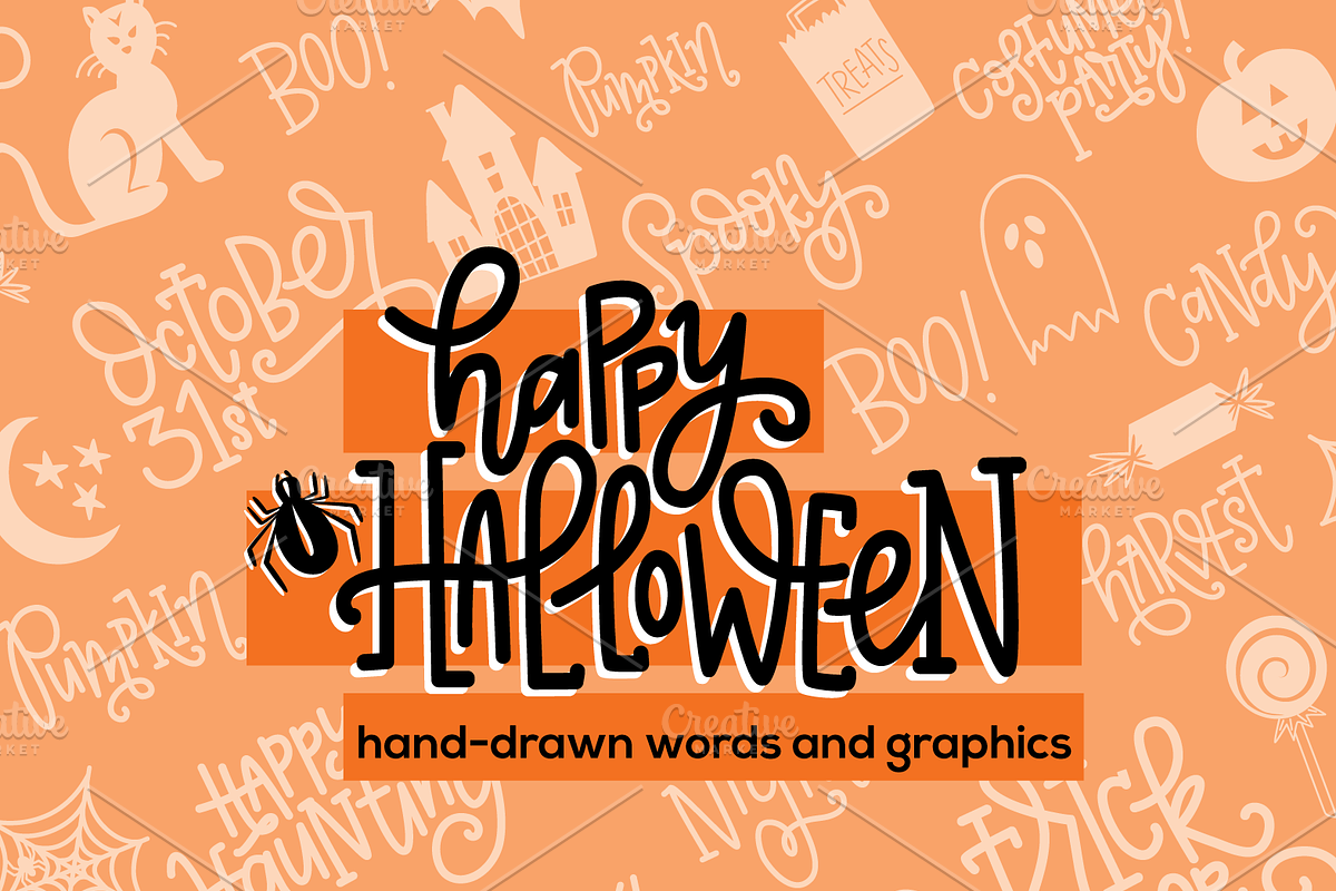 Handdrawn Halloween Graphics + Words, an Illustration by Emily Valencia (Photo 1 of 4)