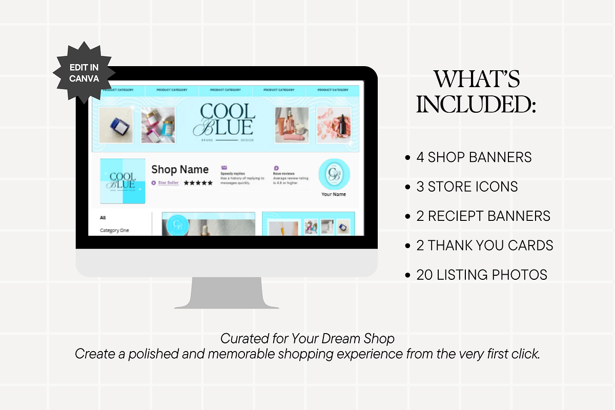 Blue Etsy Shop Kit Template, a Branding & Logo Template by Anna Design Studio (Photo 2 of 8)