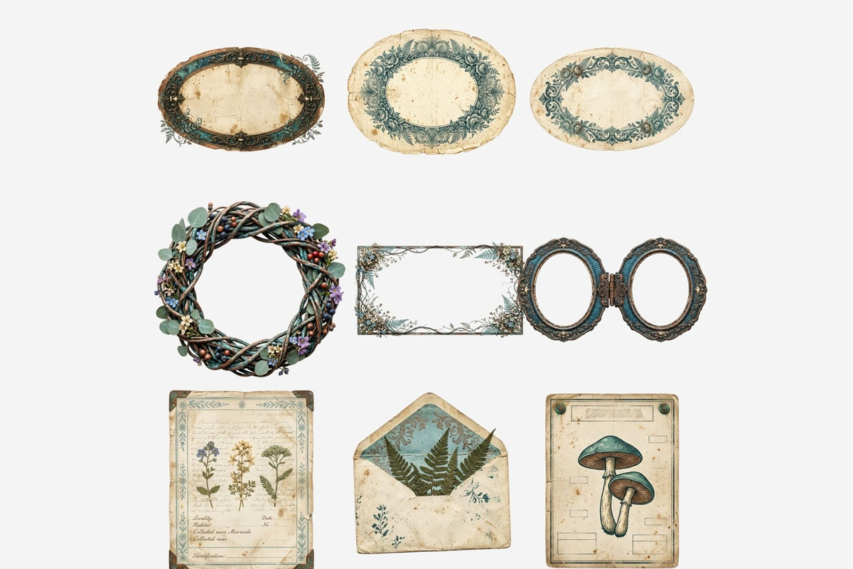 Patina Blue Vintage Ephemera PNG, a Seasonal Illustration by Tanya Kart (Photo 13 of 15)