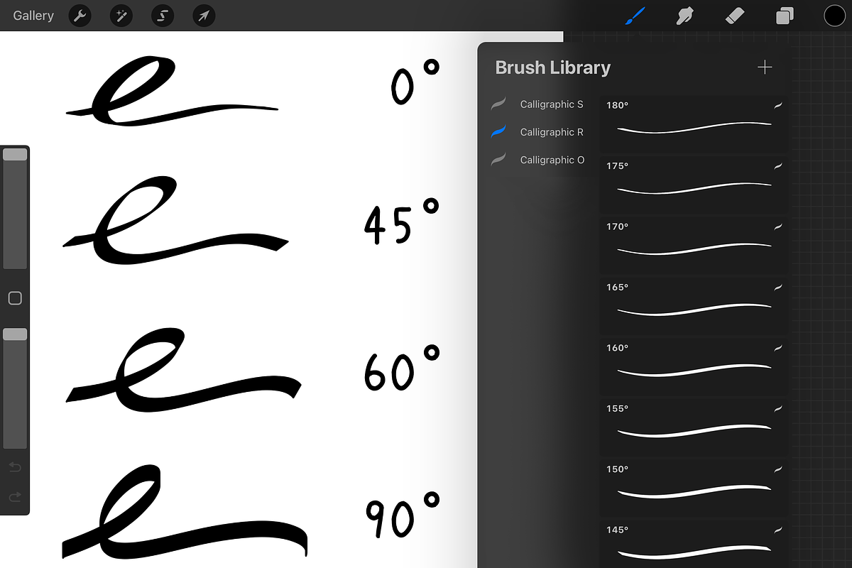 Procreate Round Calligraphic Brushes, a Brush Add-On by 103cia (Photo 2 of 3)