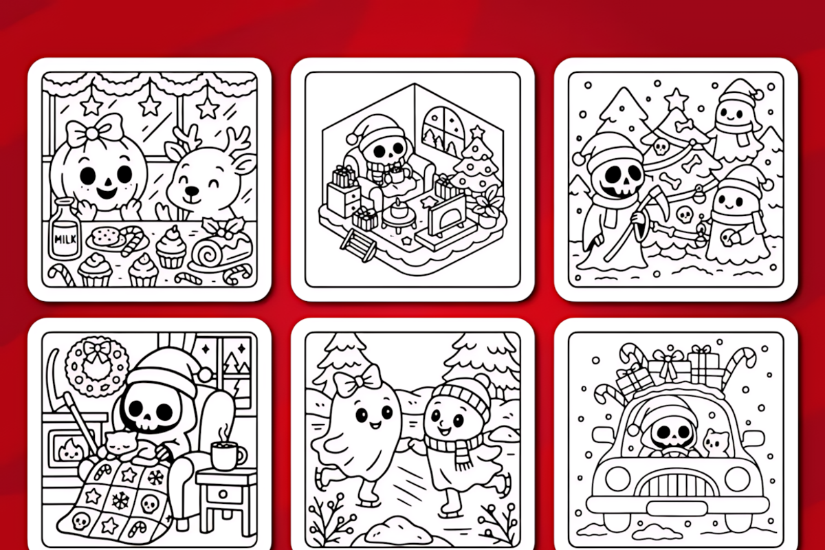 Spooky Christmas Coloring Pages, a Seasonal Illustration by Coco Bloom (Photo 4 of 6)