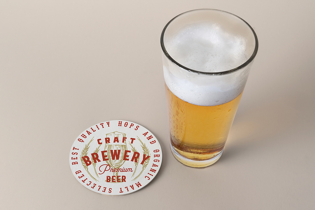 Beer Glass Coaster Mockup, a Mockup by Graphicnugget (Photo 4 of 4)