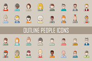 Set of outline people icons, an Outline Icon by Gurza SHOP (Thumbnail 1 of 2)